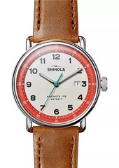 Shinola Canfield 43MM Model C Leather-Strap Watch