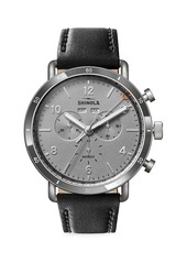 Shinola Canfield Sport Stainless Steel & Leather-Strap Chronograph Watch