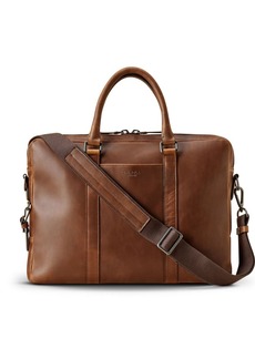 Shinola embossed-logo leather laptop bag