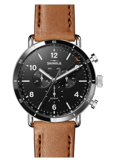 Shinola Canfield Sport Chronograph Leather Strap Watch