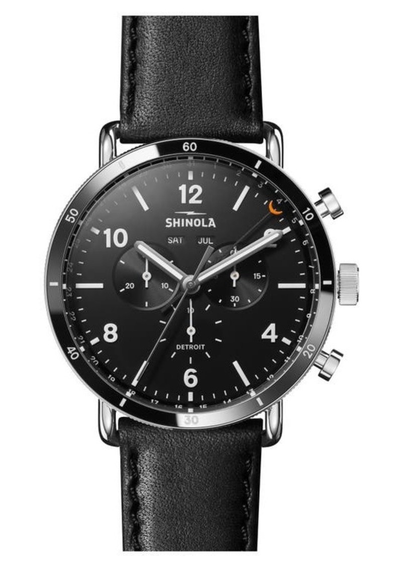 Shinola Canfield Sport Chronograph Leather Strap Watch