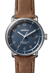 Shinola The Canfield Model C56 Leather Strap Watch