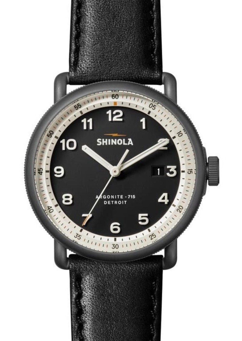 Shinola The Canfield Model C56 Leather Strap Watch