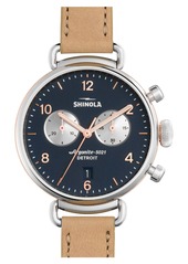 Shinola Women's Canfield Chronograph Leather Strap Watch, 38mm