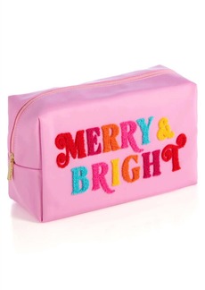 Shiraleah Cara merry & Bright Large Cosmetic Pouch In Pink