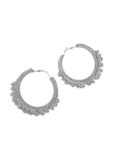 Shiraleah Emme Crocheted Hoop Earrings, Silver