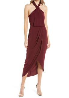 Shona Joy Knotted Tulip Hem Gown in Burgundy at Nordstrom