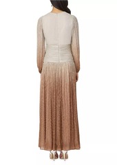 Shoshanna Alina Metallic Ombré Long-Sleeve Gown