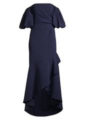 Shoshanna Alpida Strapless Puff-Sleeve Gown