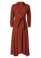 Shoshanna Andy Twill Crepe Tie-Waist Shirtdress