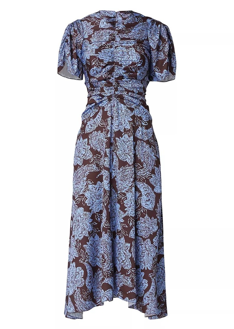 Shoshanna Anita Floral Ruched Midi-Dress