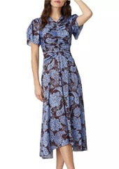 Shoshanna Anita Floral Ruched Midi-Dress