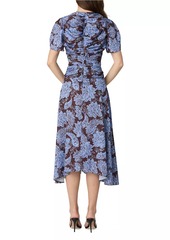 Shoshanna Anita Floral Ruched Midi-Dress