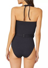 Shoshanna Belted Strapless One-Piece Swimsuit