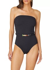 Shoshanna Belted Strapless One-Piece Swimsuit