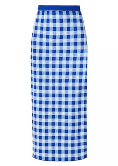 Shoshanna Bobie Knit Gingham Midi Skirt