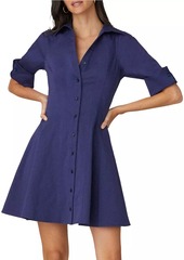 Shoshanna Bryce Cotton Elbow-Sleeve Shirtdress