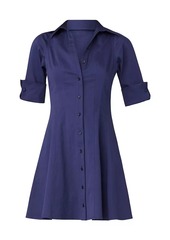 Shoshanna Bryce Cotton Elbow-Sleeve Shirtdress