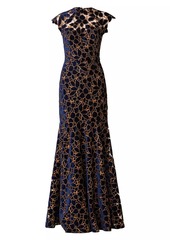 Shoshanna Carlotta Floral Velvet Gown