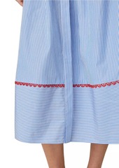 Shoshanna Clarice Striped Cotton-Blend Tie-Waist Shirtdress