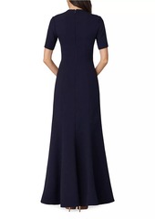 Shoshanna Elie Crepe Short-Sleeve Gown