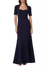 Shoshanna Elie Crepe Short-Sleeve Gown