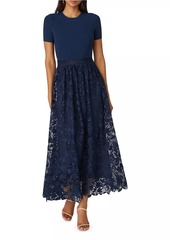 Shoshanna Ella Pieced Knit & Lace Midi-Dress