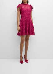 Shoshanna Everlie Mock-Neck Heart Lace Mini Dress