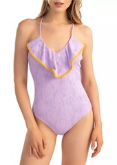 Shoshanna Floral Flounce One-Piece Swimsuit