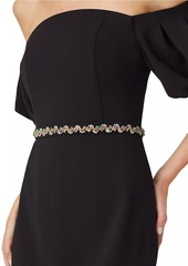 Shoshanna Gem Crystal Off-the-Shoulder Midi-Dress