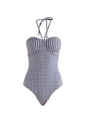 Shoshanna Gingham Cinched One-Piece Swimsuit