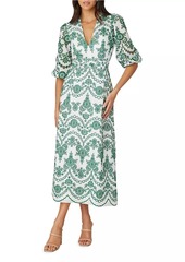 Shoshanna Glenda Embroidered Midi-Dress