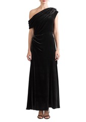 Shoshanna Goldie One-Shoulder Velvet Dress