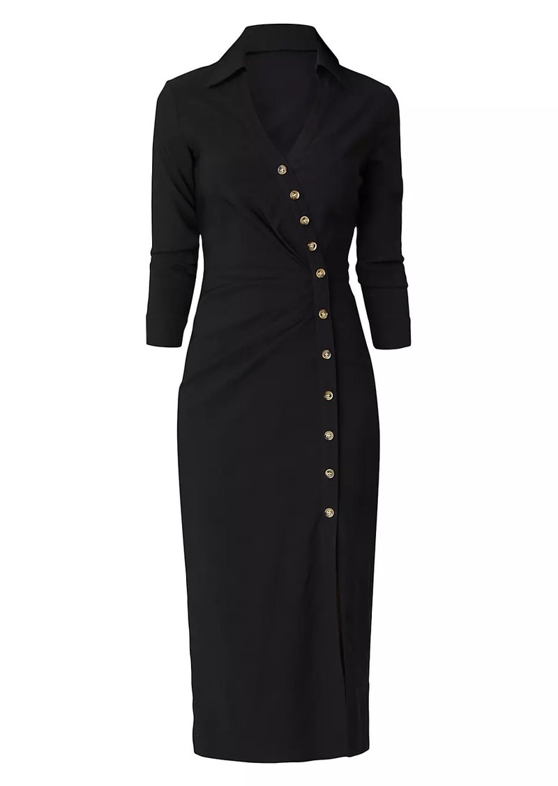 Shoshanna James Gathered Jersey Midi-Dress