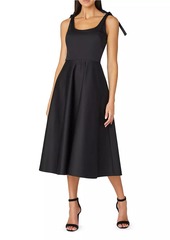 Shoshanna Kimberly Tie-Shoulder Midi-Dress