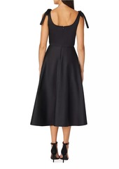 Shoshanna Kimberly Tie-Shoulder Midi-Dress