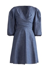 Shoshanna Kiora Chambray Puff-Sleeve Dress