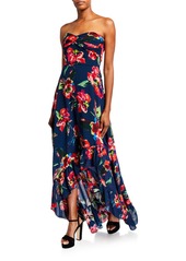 Shoshanna Leros Floral Toriana Strapless High-Low Gown