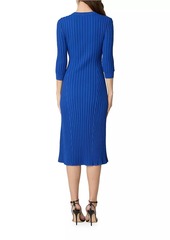 Shoshanna Lillian Rib-Knit Midi-Dress