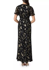 Shoshanna Macie Metallic Print Gown