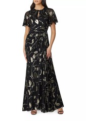 Shoshanna Macie Metallic Print Gown