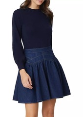 Shoshanna Matilda Wool Denim Combo Minidress