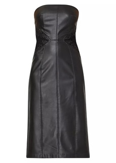 Shoshanna Merlot Faux Leather Midi-Dress