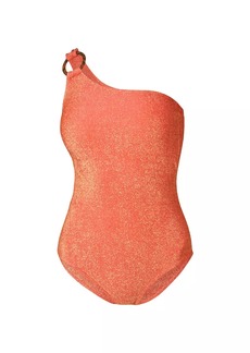 Shoshanna Metallic One-Shoulder One-Piece Swimsuit