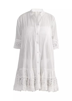 Shoshanna Milos Pin-Tucked Cotton Cover-Up Minidress
