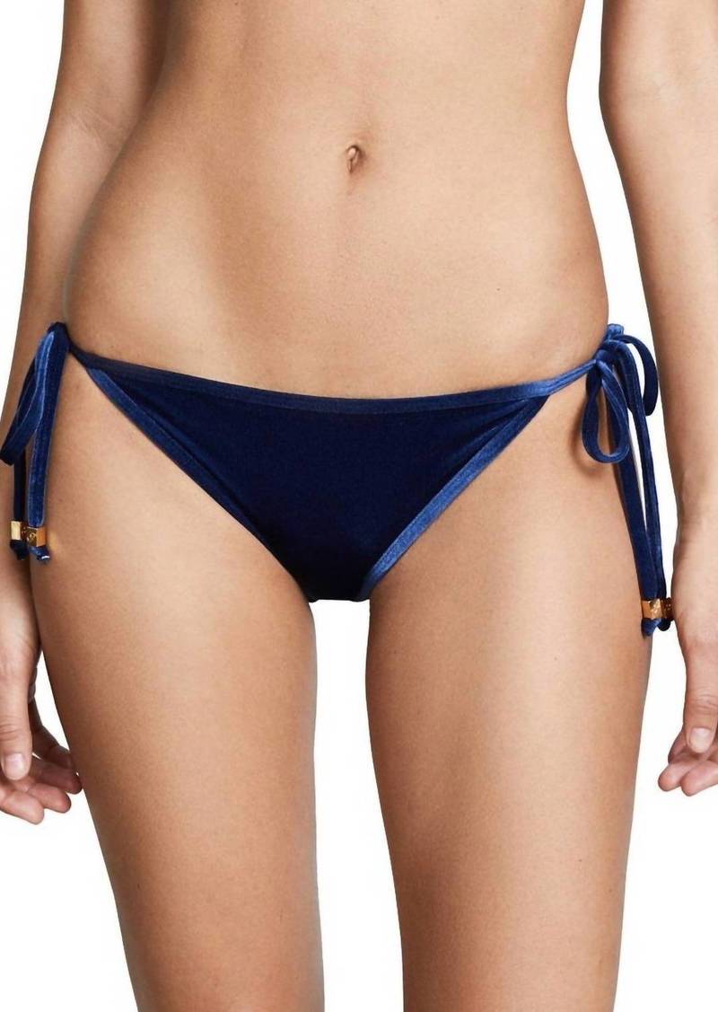 Shoshanna Ocean Velvet String Bikini Bottom In Navy