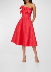 Shoshanna Odyssey Strapless Bow-Front Midi Dress