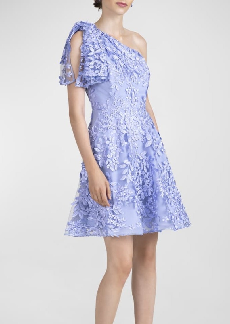 One-Shoulder Floral-Embroidered Mini Dress - 68% Off!