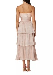 Shoshanna Pearl Sequined Strapless Midi-Dress