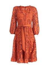 Shoshanna Pia Embroidered Midi-Dress